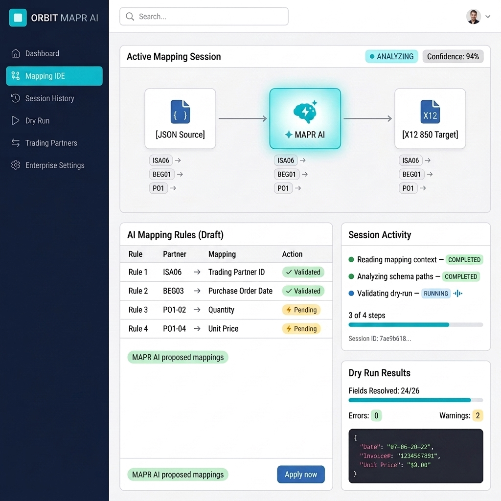 ORBIT MAPR AI mapping IDE dashboard preview